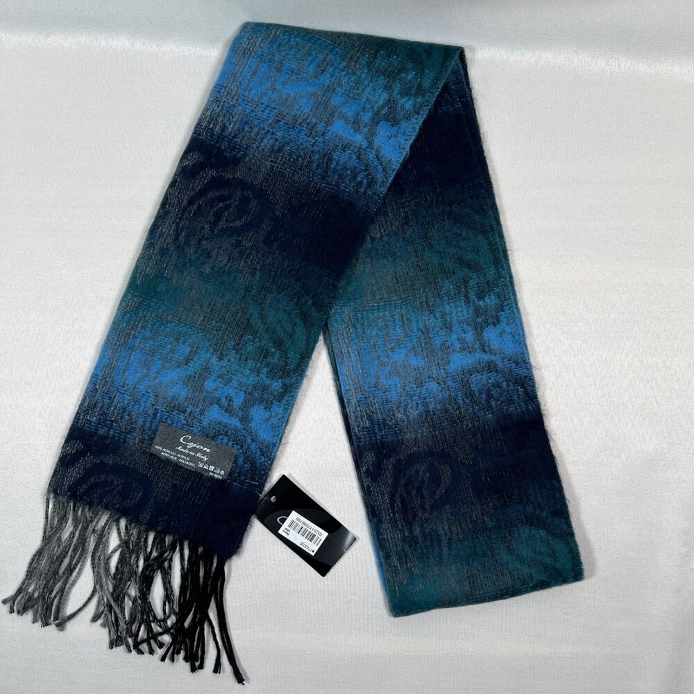 Cejon Women's Scarf Shades Of Blue Classic Made In Italy Super Soft With Tags